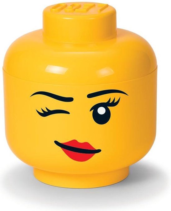 Lego Opbergbox Head Girl Winking Large - Geel