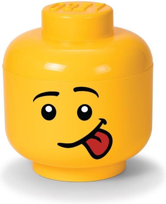 Lego Opbergbox Head Boy Silly Large - Geel