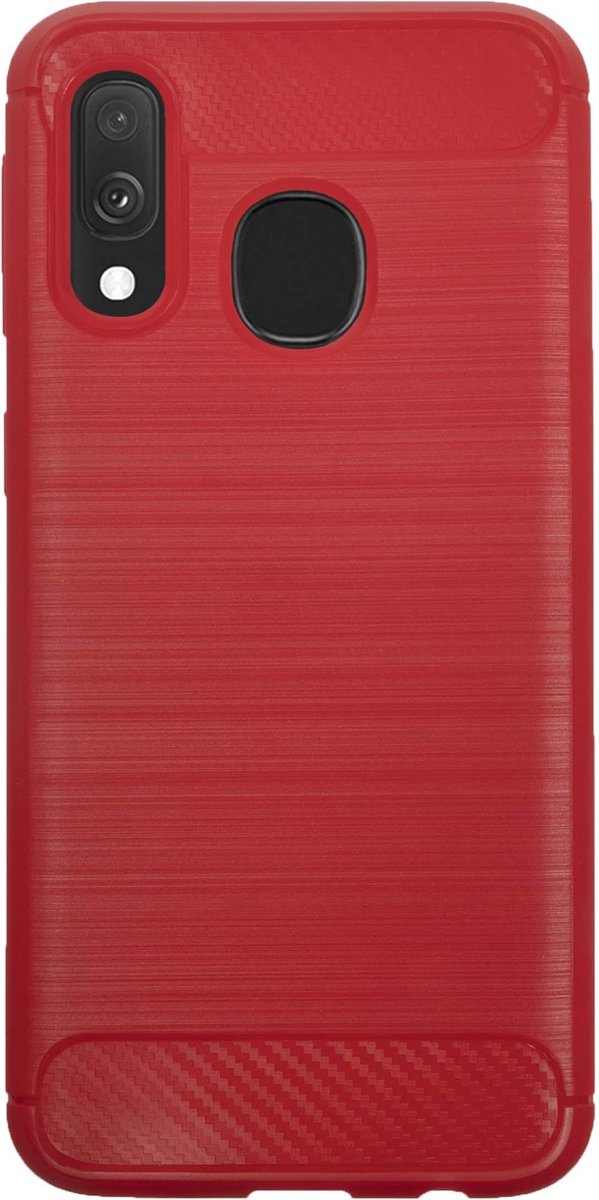 Bmax Carbon Soft Case Hoesje Voor Samsung Galaxy A40 - Red/ - Rood