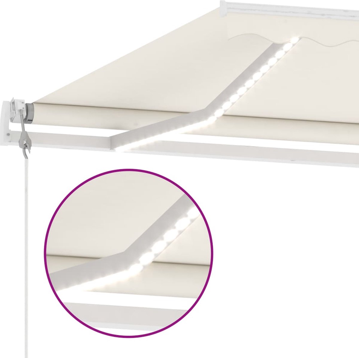 Vidaxl Luifel Automatisch Met Led En Windsensor 600x350 Cm Crèmekleur