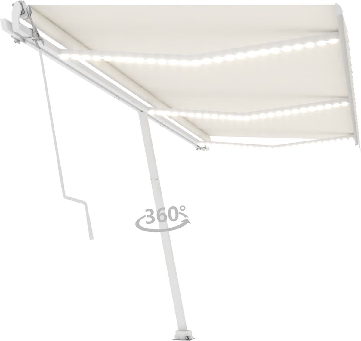Vidaxl Luifel Automatisch Met Led En Windsensor 600x350 Cm Crèmekleur