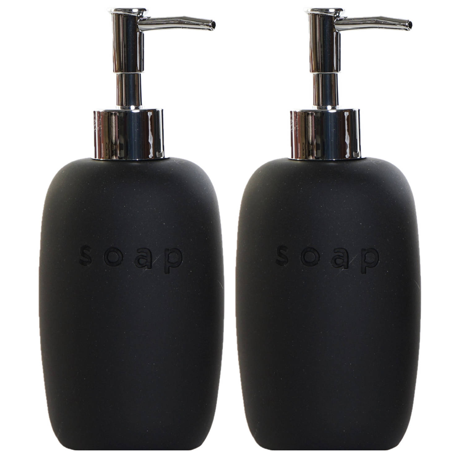 Set Van 2x Stuks Zeeppompjes/zeepdispensers Keramiek 18 Cm - Zeeppompjes - Zwart