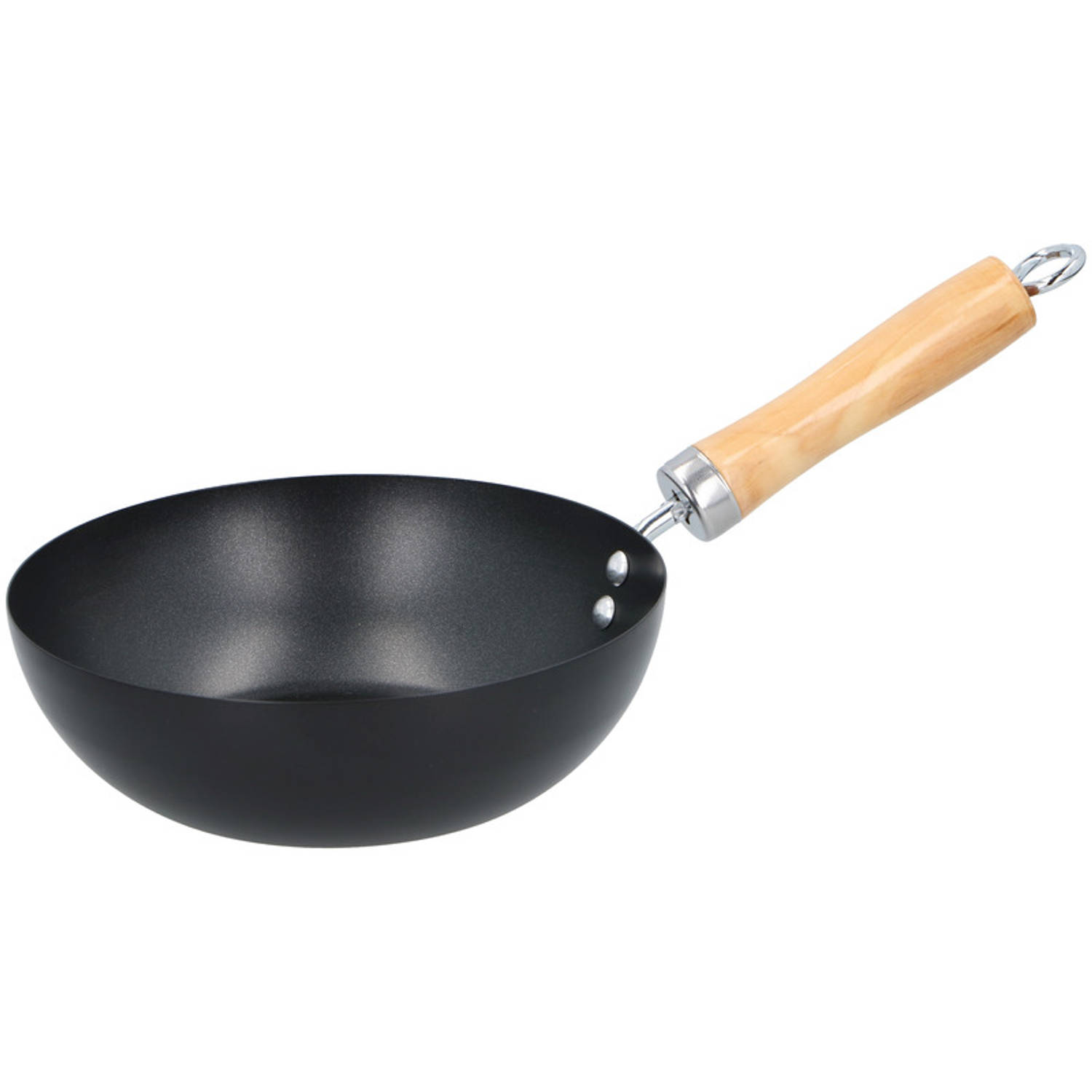 Alpina Wok Pan Houten Handvat 20 Cm - Steelpannen - Zwart