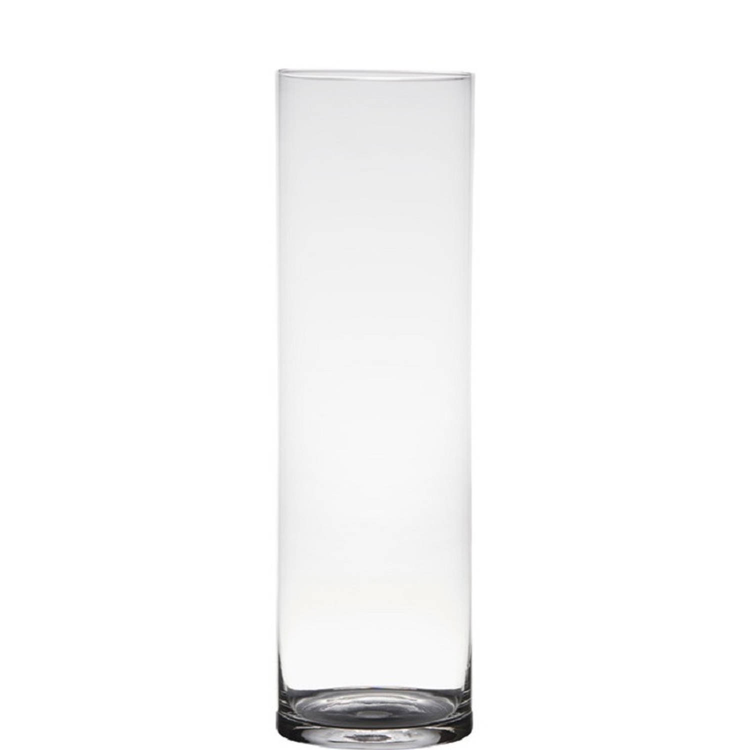 Transparante Home-basics Cylinder Vorm Vaas/vazen Van Glas 50 X 15 Cm - Vazen