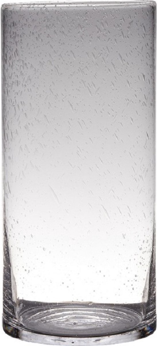 Transparante Home-basics Cylinder Vorm Vaas/vazen Van Bubbel Glas 40 X 19 Cm - Vazen