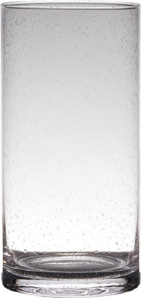 Transparante Home-basics Cylinder Vorm Vaas/vazen Van Bubbel Glas 30 X 15 Cm - Vazen