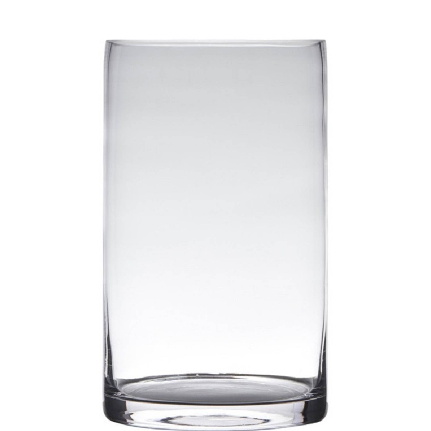 Transparante Home-basics Cylinder Vorm Vaas/vazen Van Glas 20 X 15 Cm - Vazen