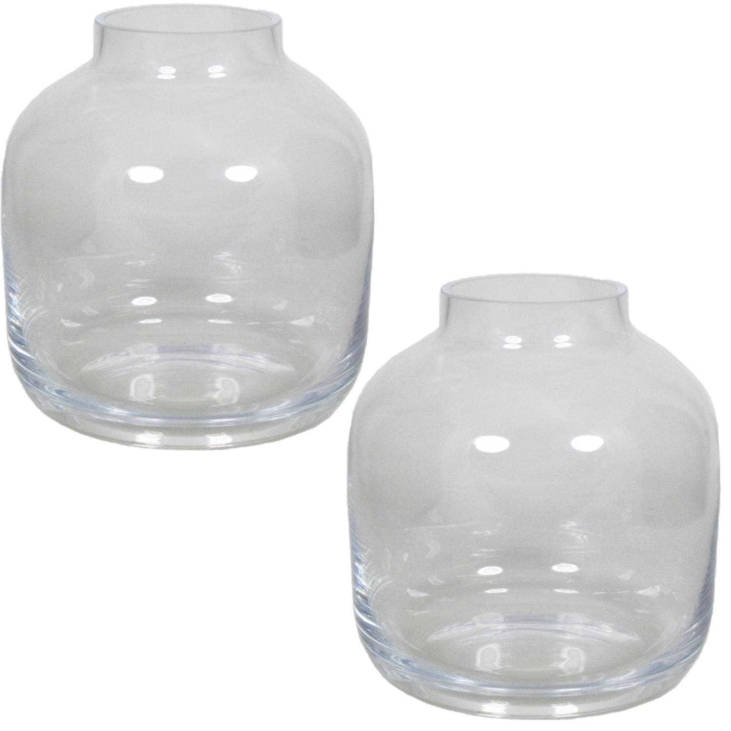 Set Van 2x Stuks Glazen Vaas/vazen Mensa 6,5 Liter Smalle Hals 19 X 21 Cm - Vazen