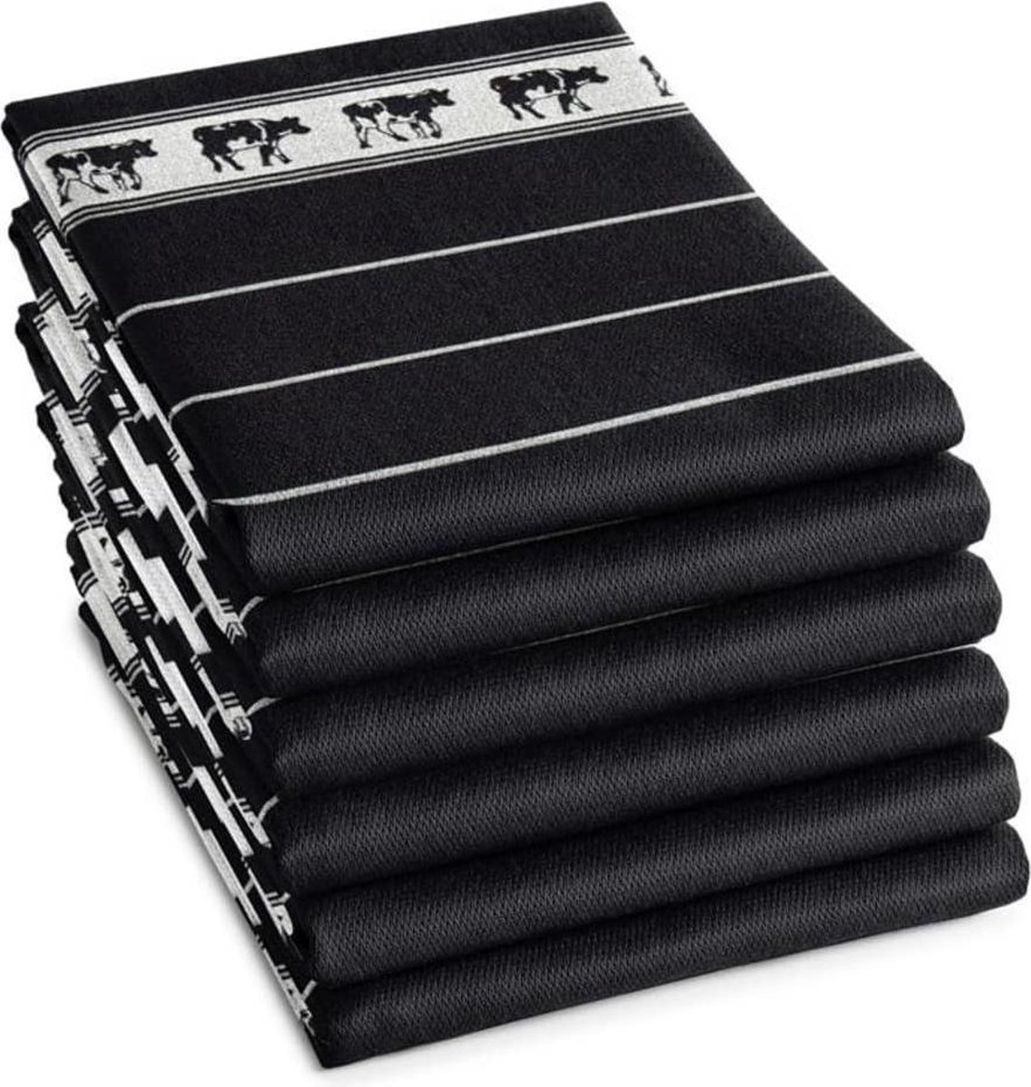 DDDDD Theedoek Bont Black (6 Stuks) - Zwart