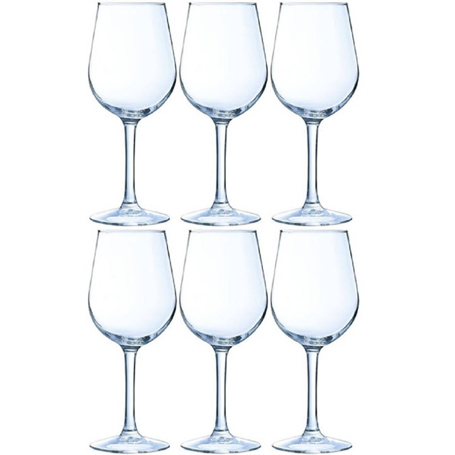 6x Luxe Wijnglazen Voor Rode Wijn 370 Ml - 37 Cl - Rode Wijn Glazen - Wijn Drinken - Wijnglazen Van Glas