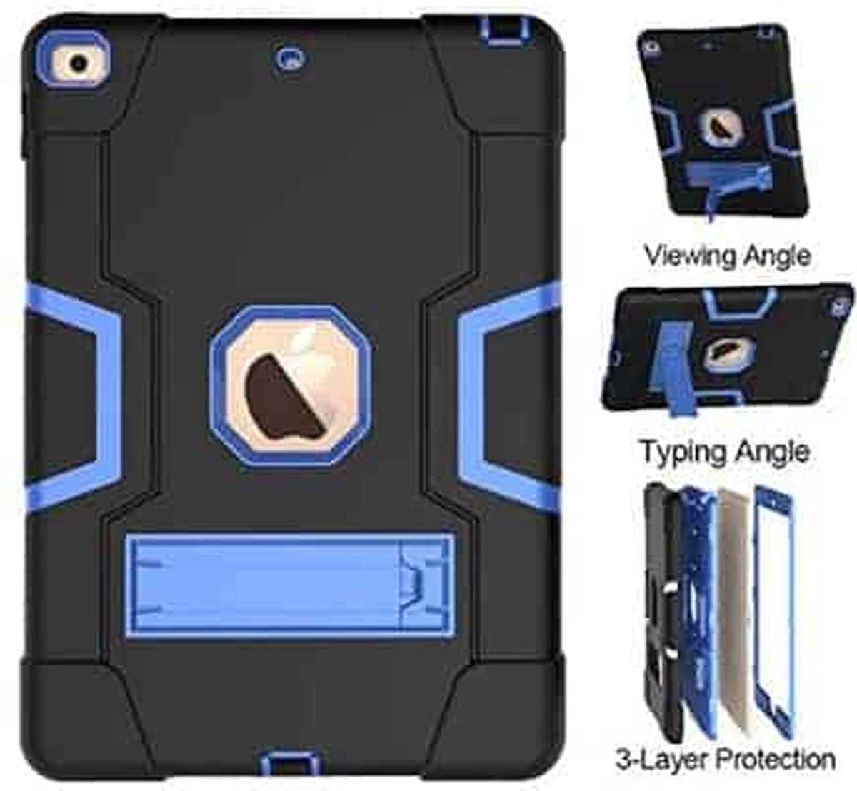 FONU Shock Proof Standcase Hoes iPad 2017 5e Generatie / iPad 2018 6e Generatie - 9.7 inch - Lichtblauw - Zwart