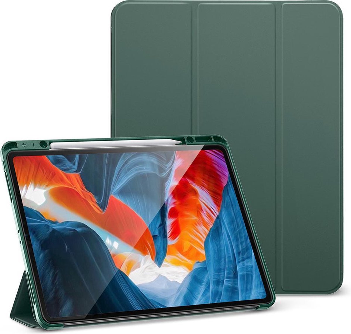 ESR Smartcase Hoes iPad Pro 12.9 inch 2021 - Zachte Binnenkant Pencilhouder - Groen