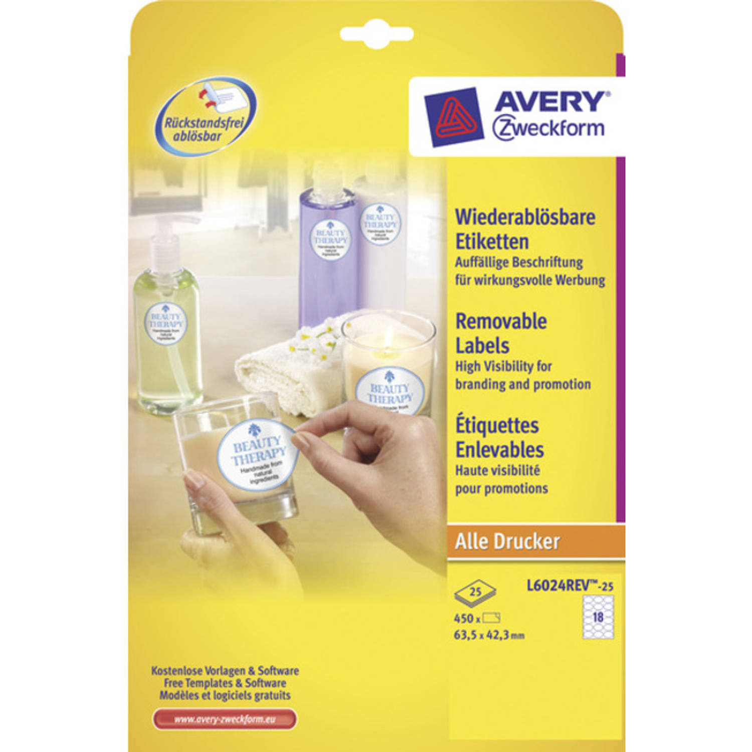 Avery Etiket Ilk 63,5x42,3mm Np 25 Vel 18 Etiketten Per Vel - Wit