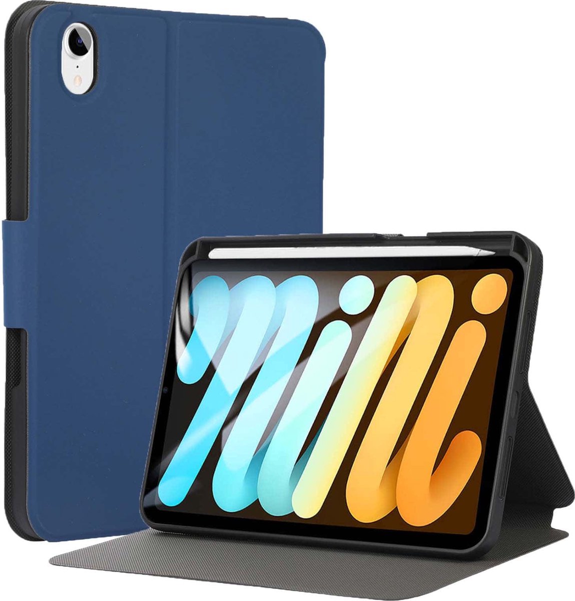 FONU SmartCover Folio Case iPad Mini 6 2021 - 8.3 inch - Pencilhouder - Donker - Blauw