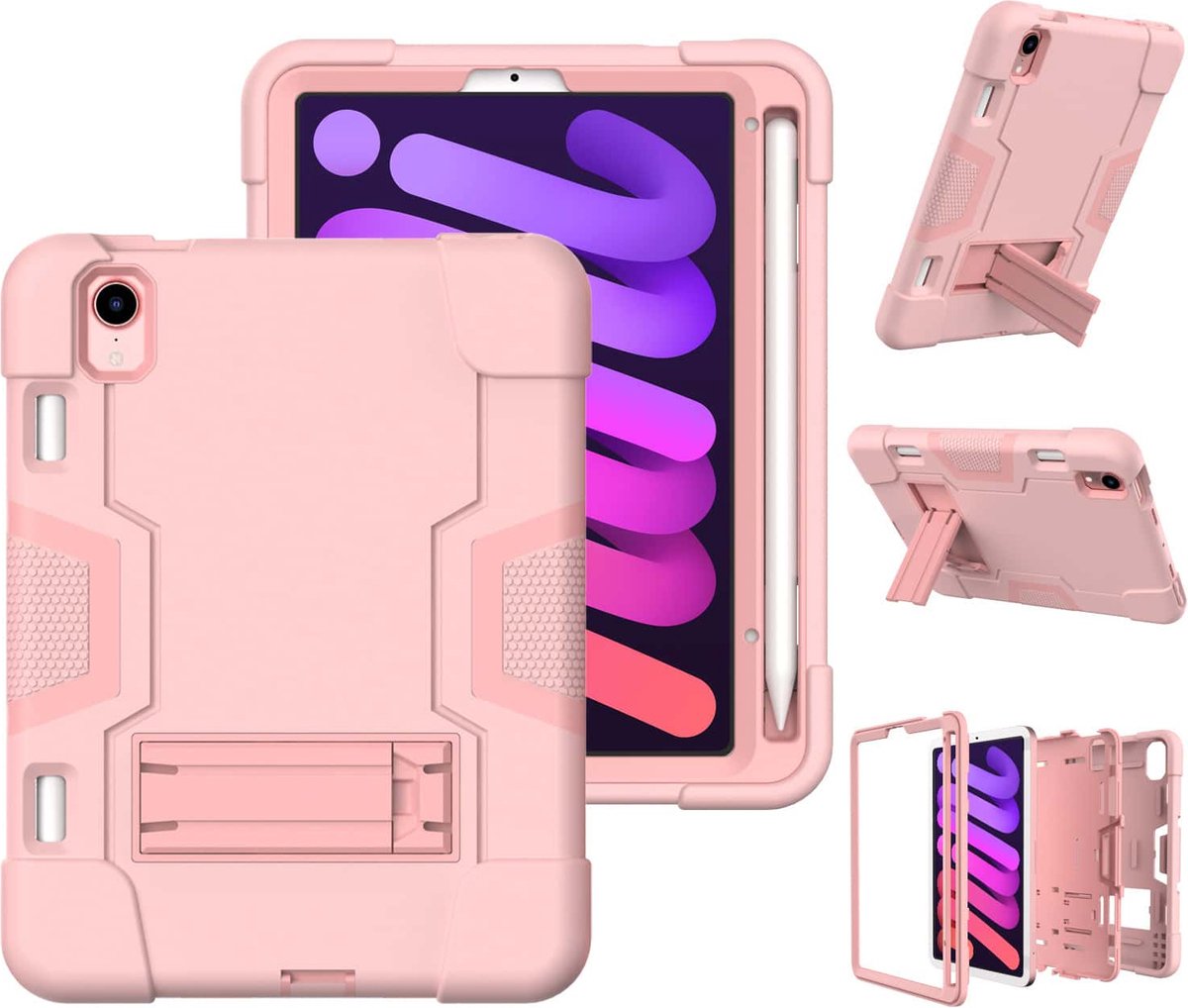 Fonu iPad Mini 6 hoes Shockproof Standcase - 8.3 inch - Roze