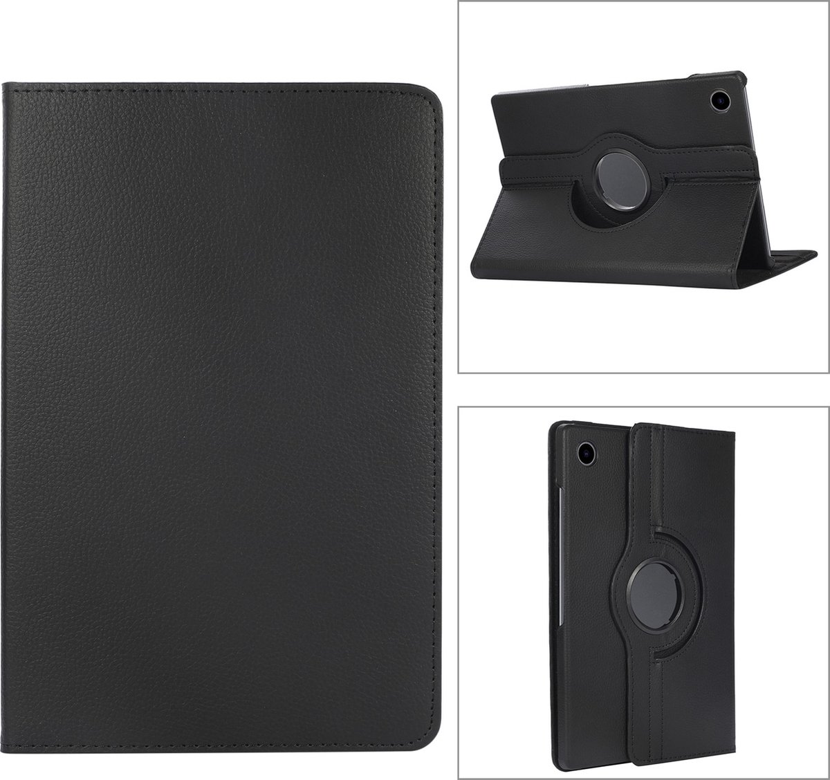 Fonu 360 Boekmodel hoes Samsung Tab A8 - 10.5 inch - Draaibaar - Zwart