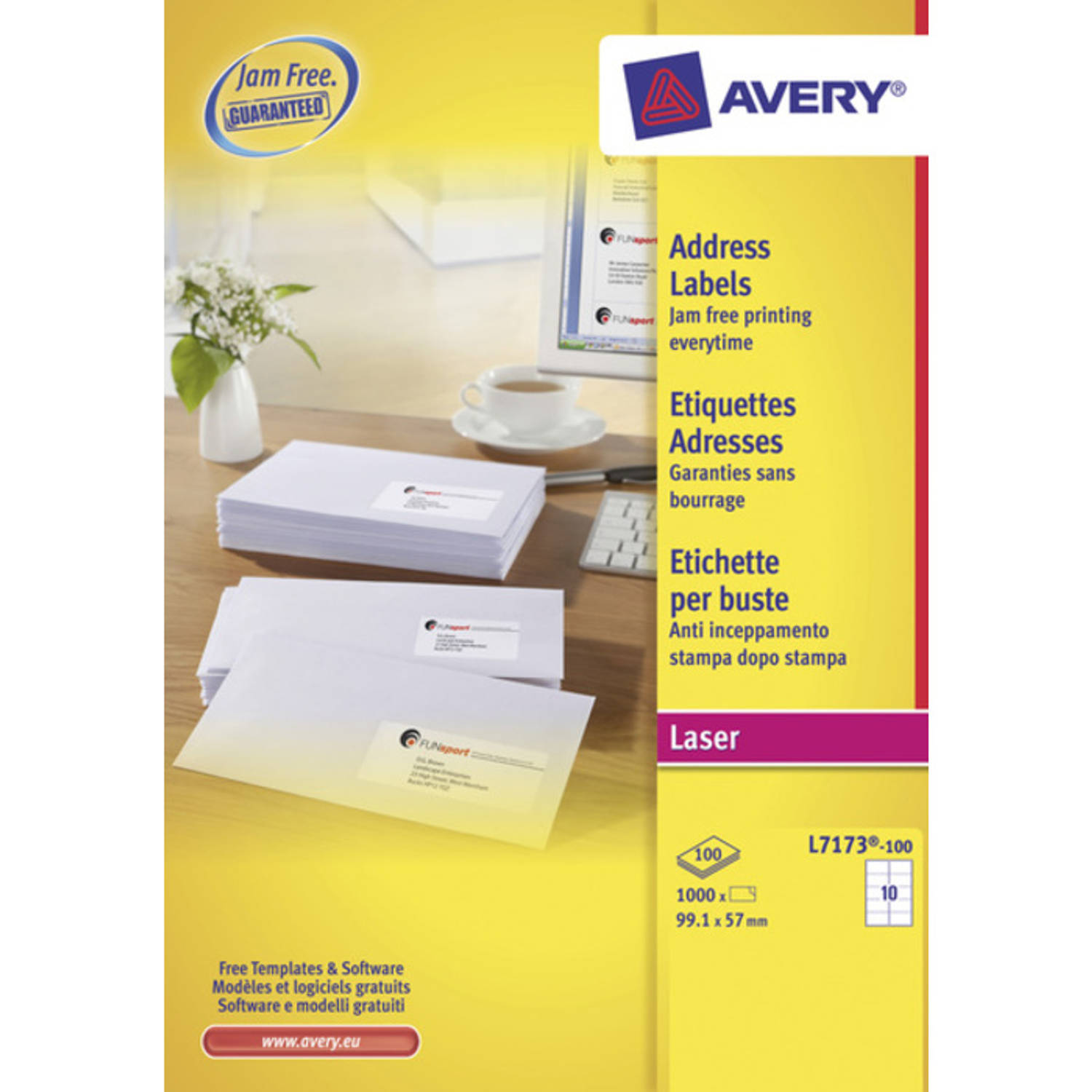 Avery Adresetiket Quickpeel 99,1x57 100 Vel 10 Etiketten Per Vel - Wit