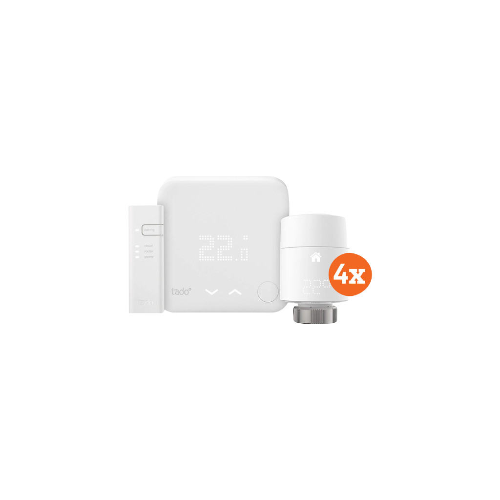 Tado Slimme Thermostaat V3+ startpakket + 4 radiatorknoppen