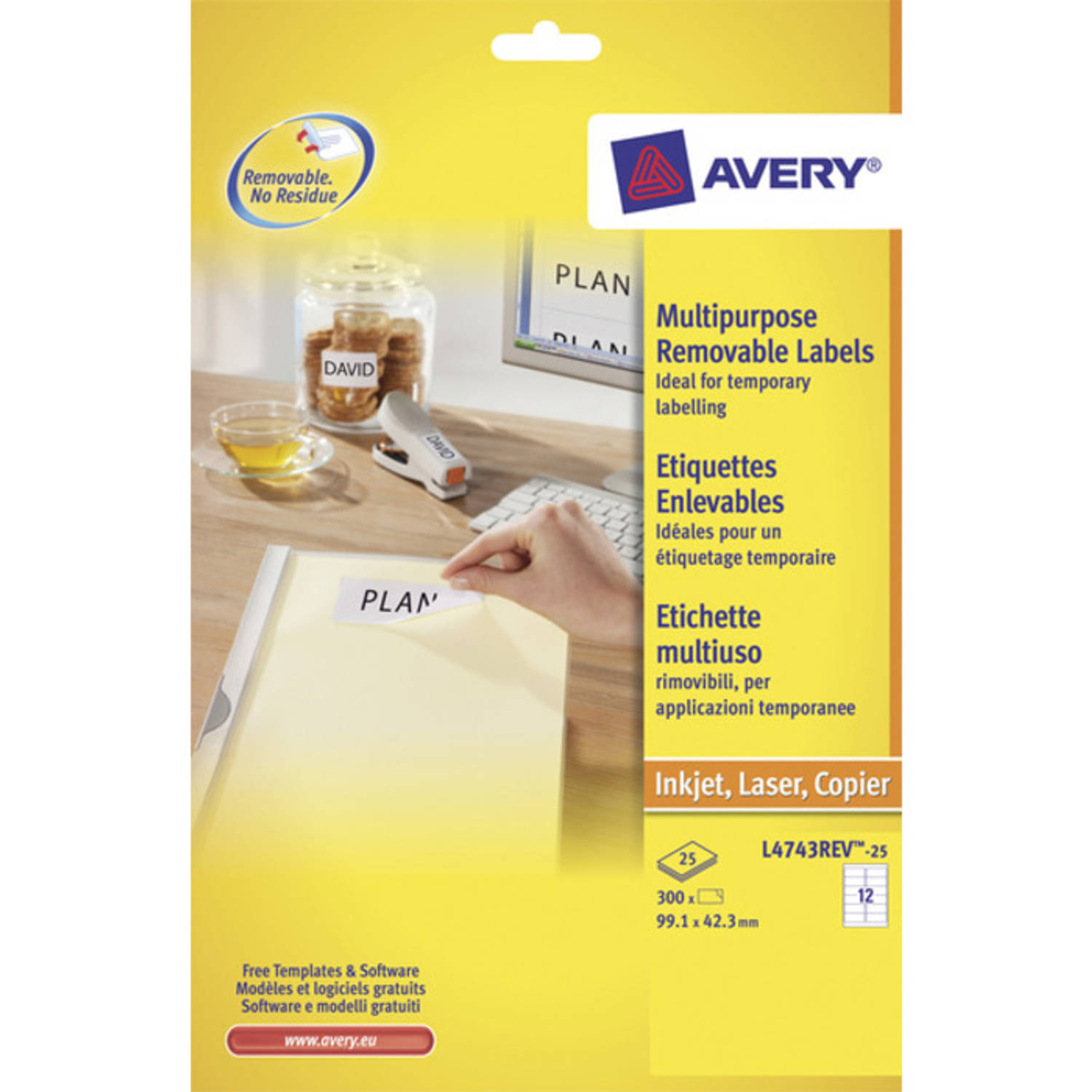 Avery Etiket Ilk 99,1x42,3mm Np 25 Vel 12 Etiketten Per Vel - Wit