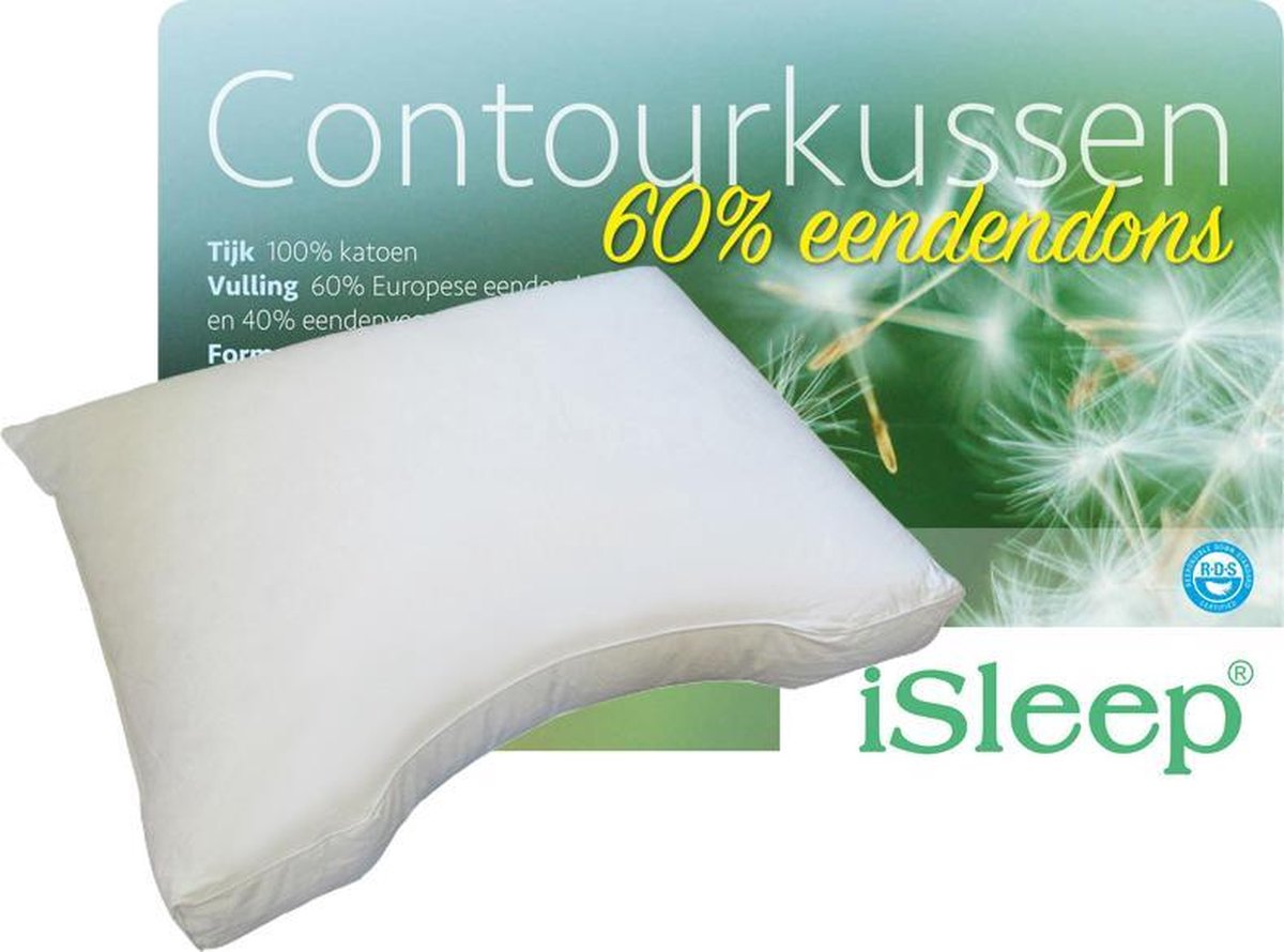 iSleep Contourkussen Dons - 60% Dons - Wit