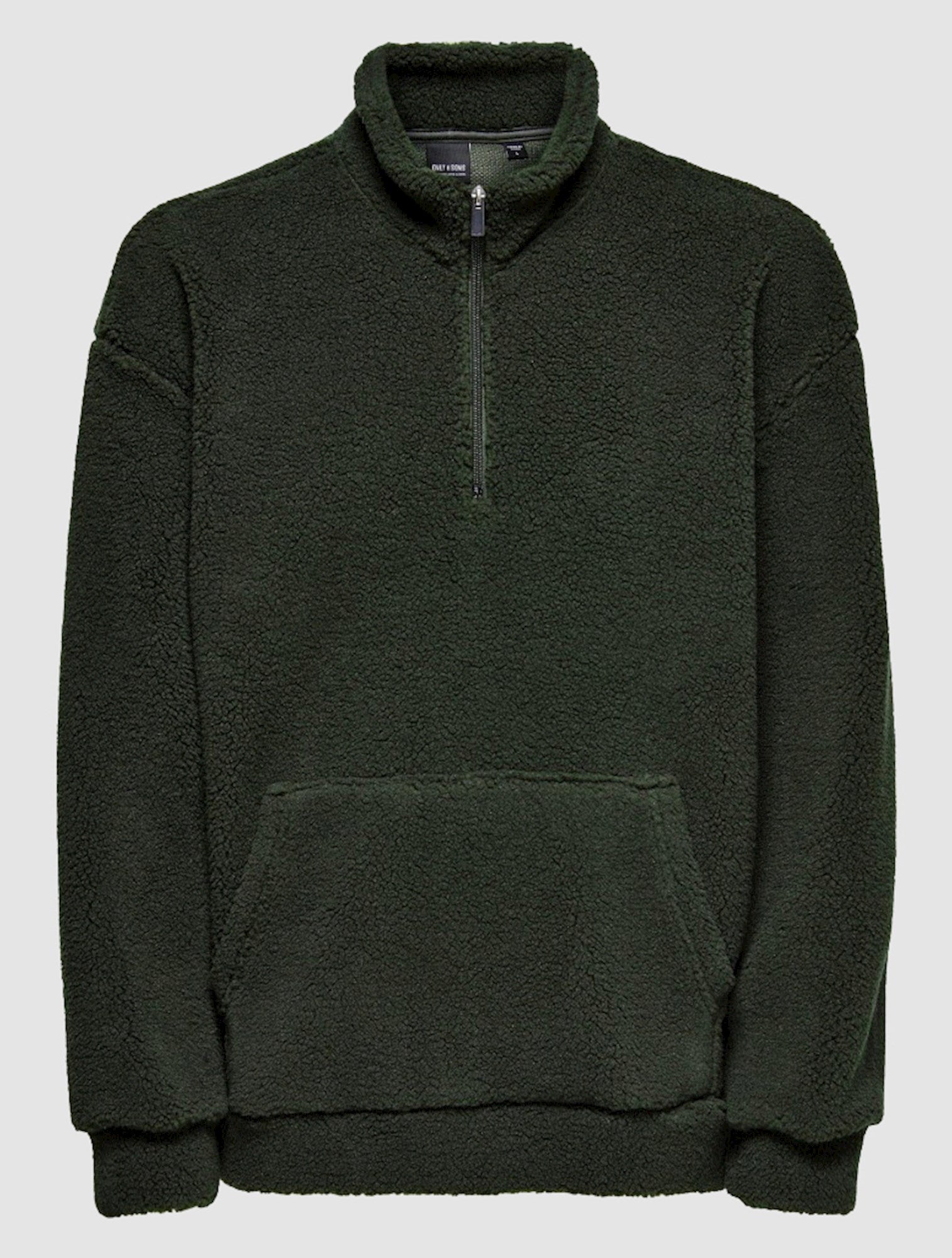 Only & Sons - Sweatshirt van borg met kwart rits in donker - Groen