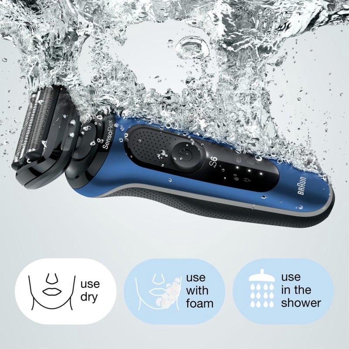 Braun 60-B1200s Series 6 Wet&Dry scheerapparaat - Blauw