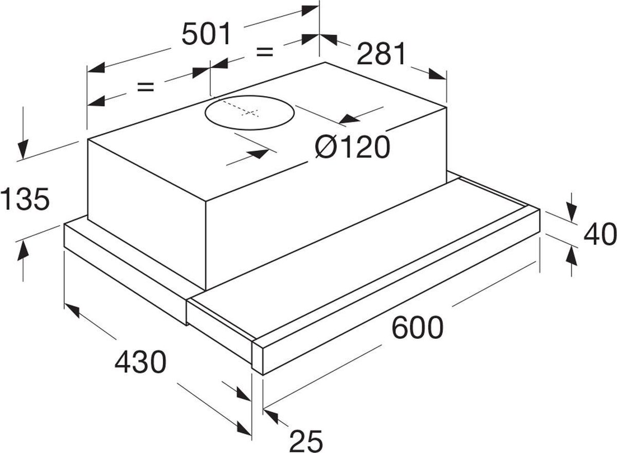 Etna T4335TRVS vlakscherm afzuigkap - Silver