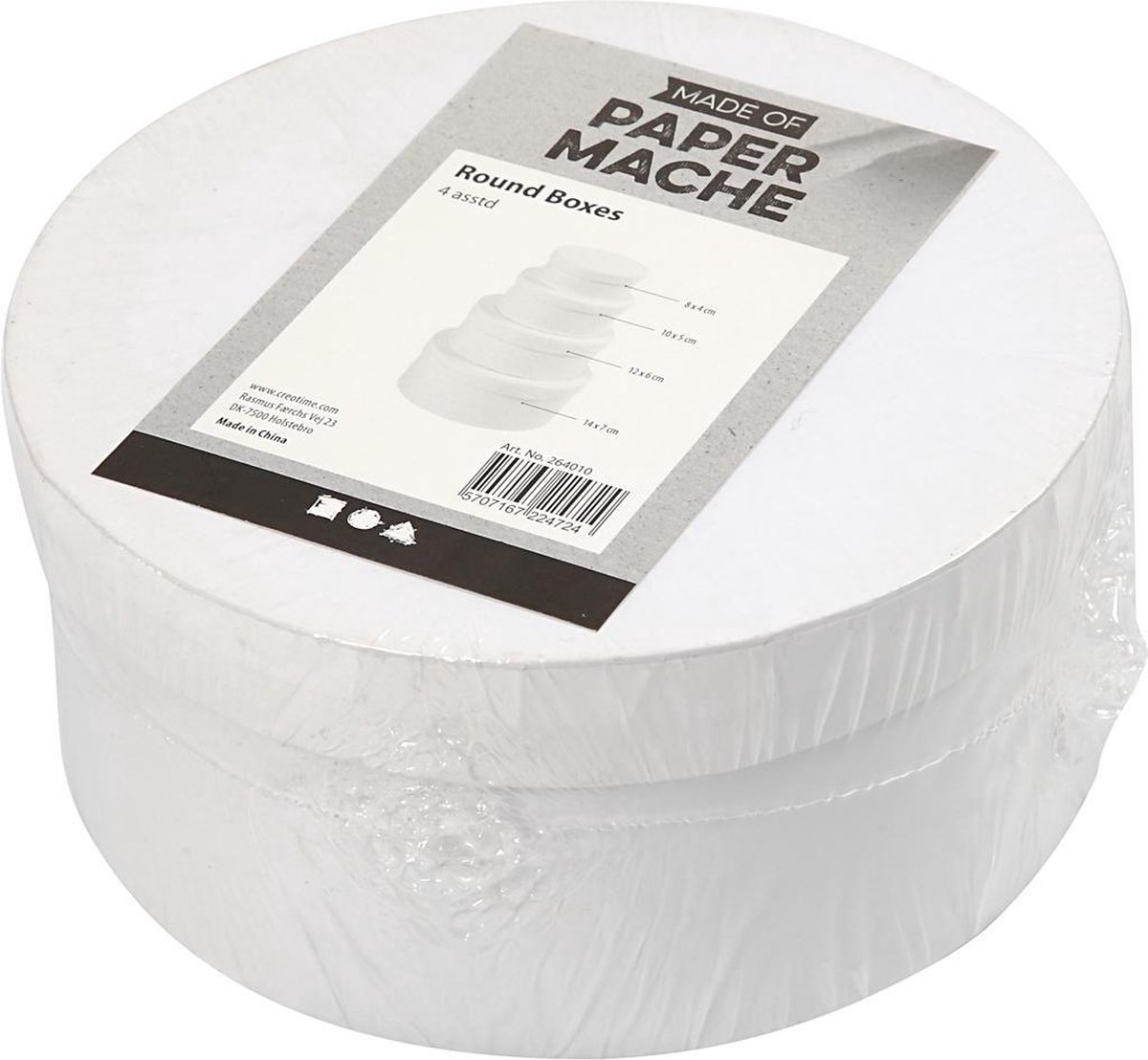 Creotime dozen Rond karton 8 10 12 14 cm wit 4 delig