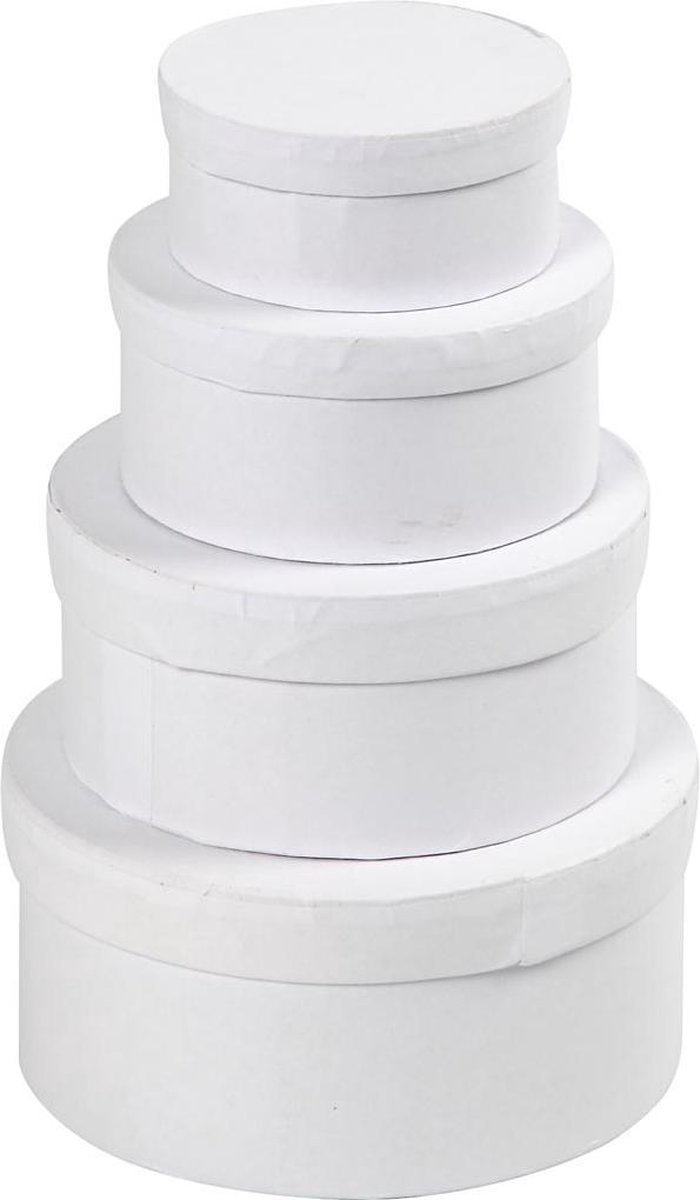 Creotime dozen Rond karton 8 10 12 14 cm wit 4 delig
