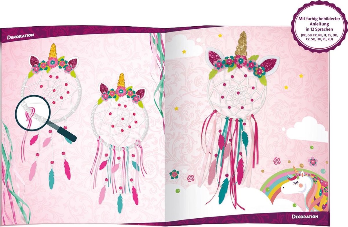 Lena Dromenvanger eenhoorn meisjes 21 cm 9-delig - Roze