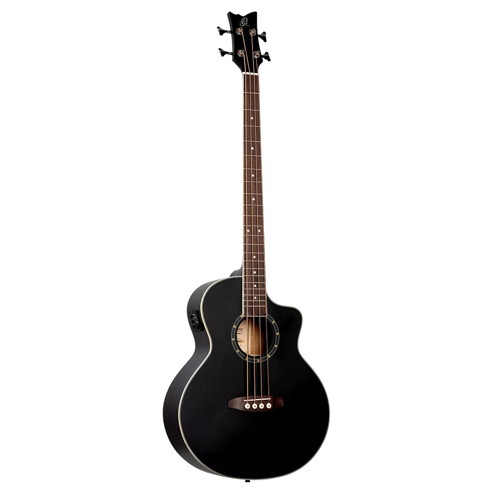 Ortega D7CE-SBK-4 Deep Series 7 Medium Scale Bass Satin Black elektrisch-akoestische bas met cutaway