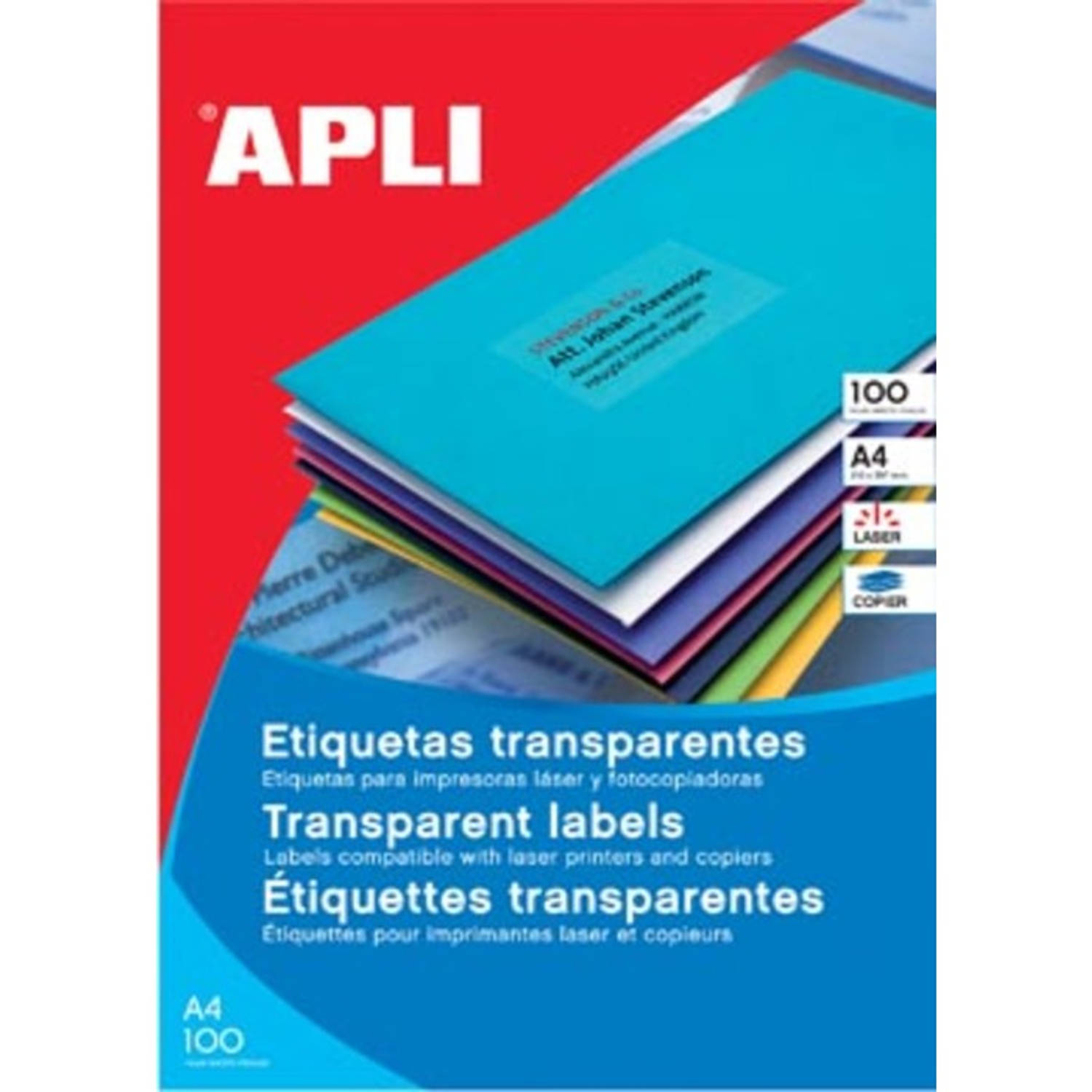 Apli Transparante Etiketten Ft 70 X 37 Mm (B X H),480 Stuks, 24 Per Blad, Doos Van 20 Blad