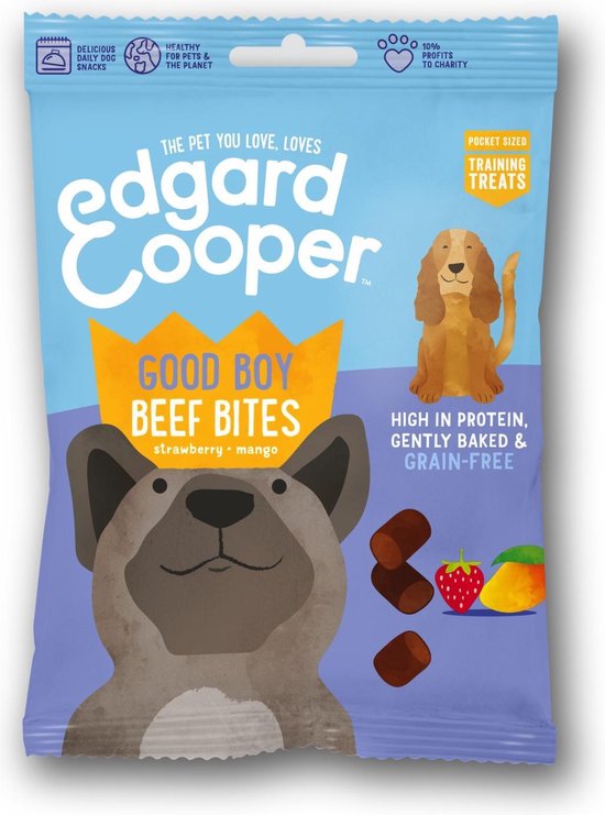 Edgard&Cooper Beef Bites - Hondensnacks - Rund Aardbei Mango 50 g