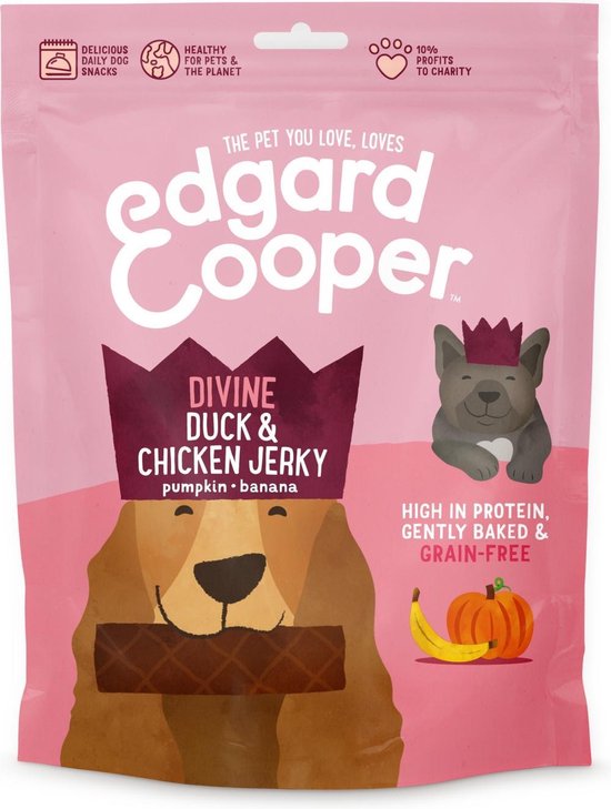 Edgard&Cooper Duck & Chicken Jerky - Hondensnacks - Eend Kip Pompoen 150 g
