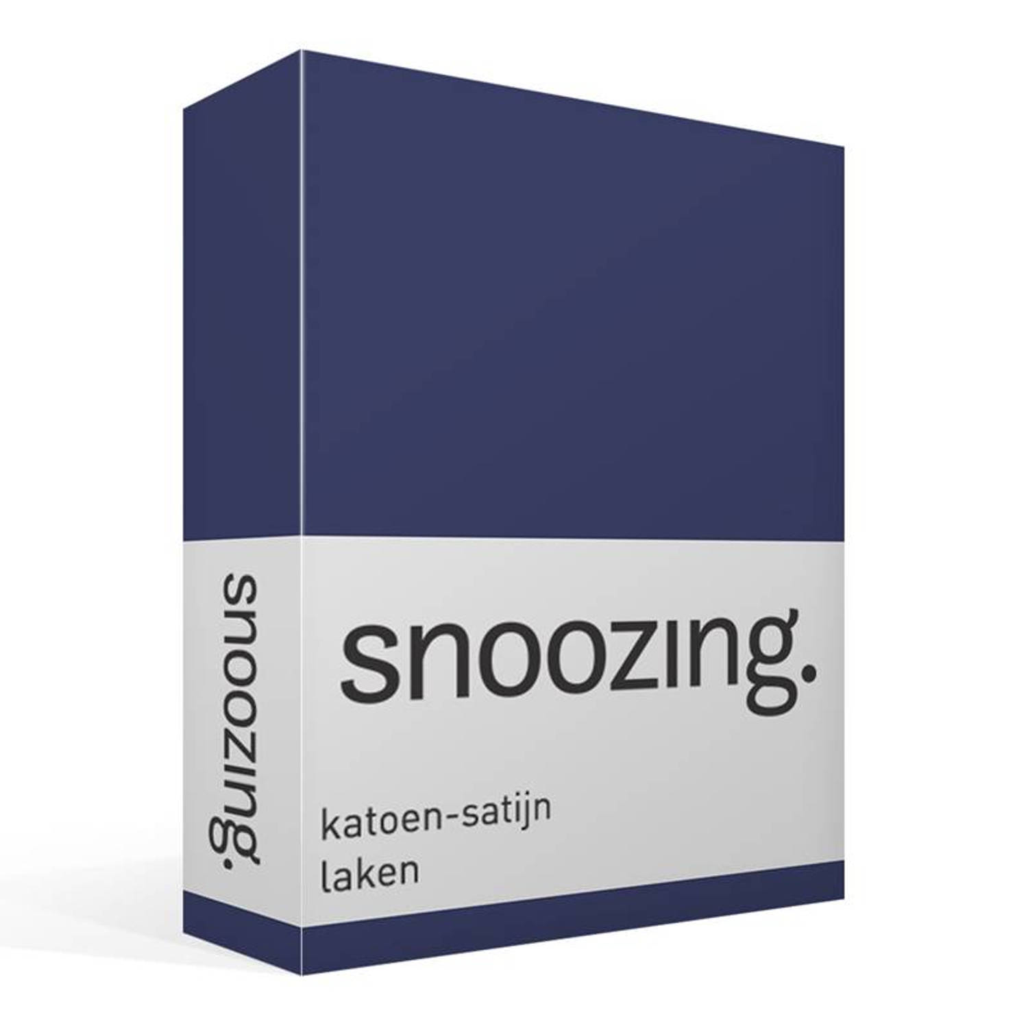 Snoozing - Katoen-satijn - Laken - Eenpersoons - 240x260 - Navy - Blauw