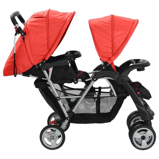 Vidaxl Kinderwagen Dubbel Staal En - Rood