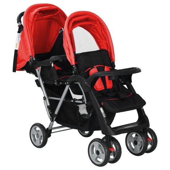 Vidaxl Kinderwagen Dubbel Staal En - Rood