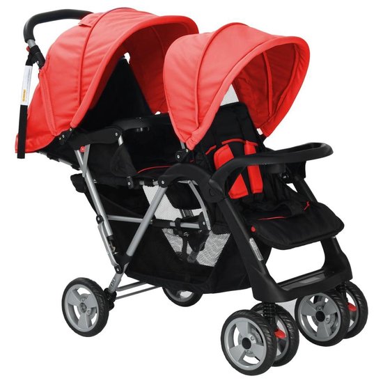 Vidaxl Kinderwagen Dubbel Staal En - Rood