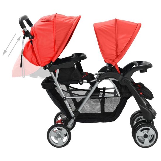 Vidaxl Kinderwagen Dubbel Staal En - Rood