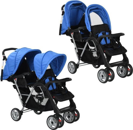 Vidaxl Kinderwagen Dubbel Staal En - Azul