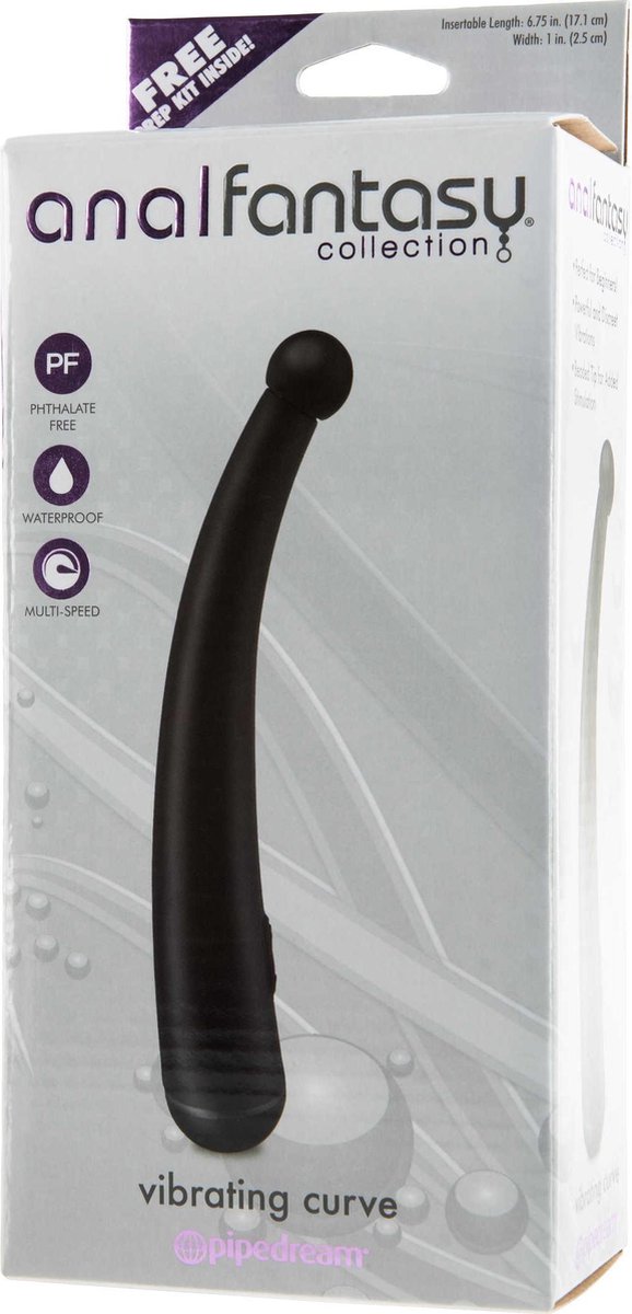 Anal Fantasy gebogen anaal vibrator - Zwart