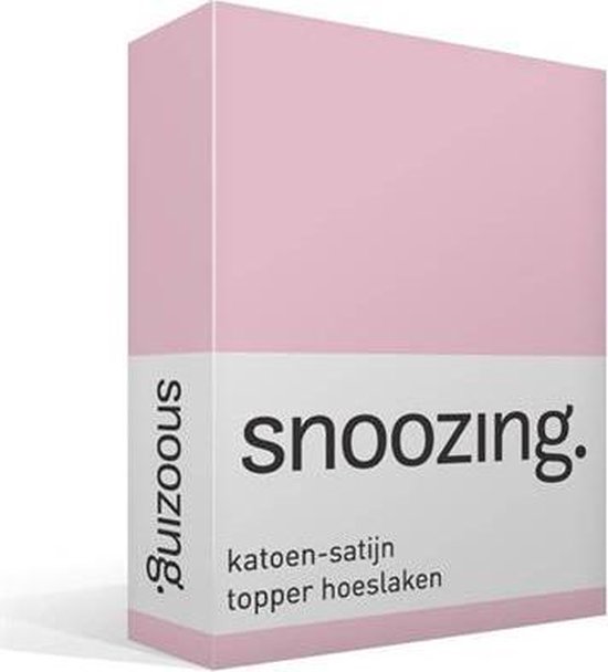 Snoozing - Katoen-satijn - Topper - Hoeslaken - 160x220 - - Roze