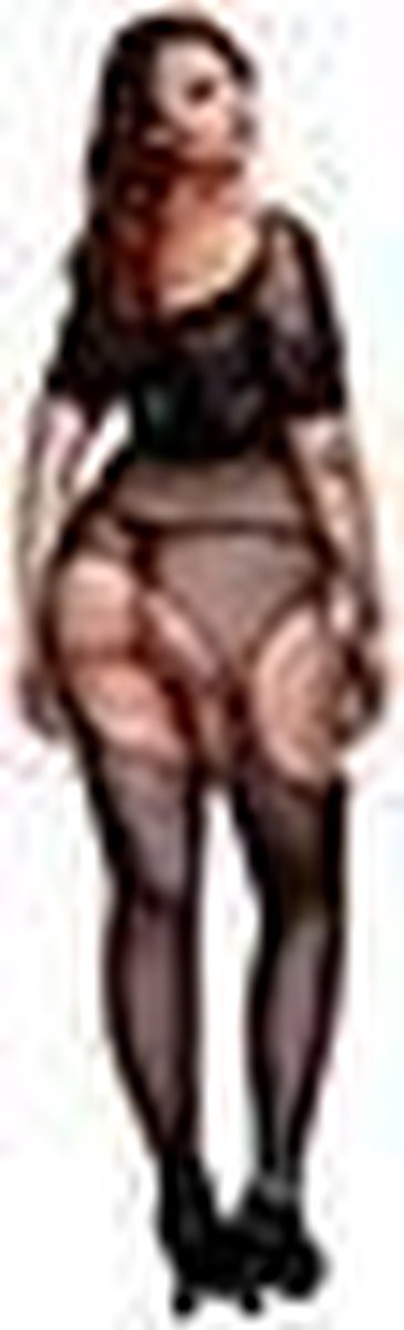 Kruisloze jarretel bodystocking - Zwart