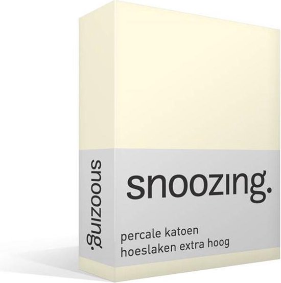 Snoozing - Hoeslaken - Percale Katoen - Extra Hoog - 180x210 - Ivoor - Wit