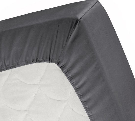 Cinderella Basic Percaline Katoen Hoeslaken - 100% Percaline Katoen - 2-persoons (120x200 Cm) - Anthracite - Grijs