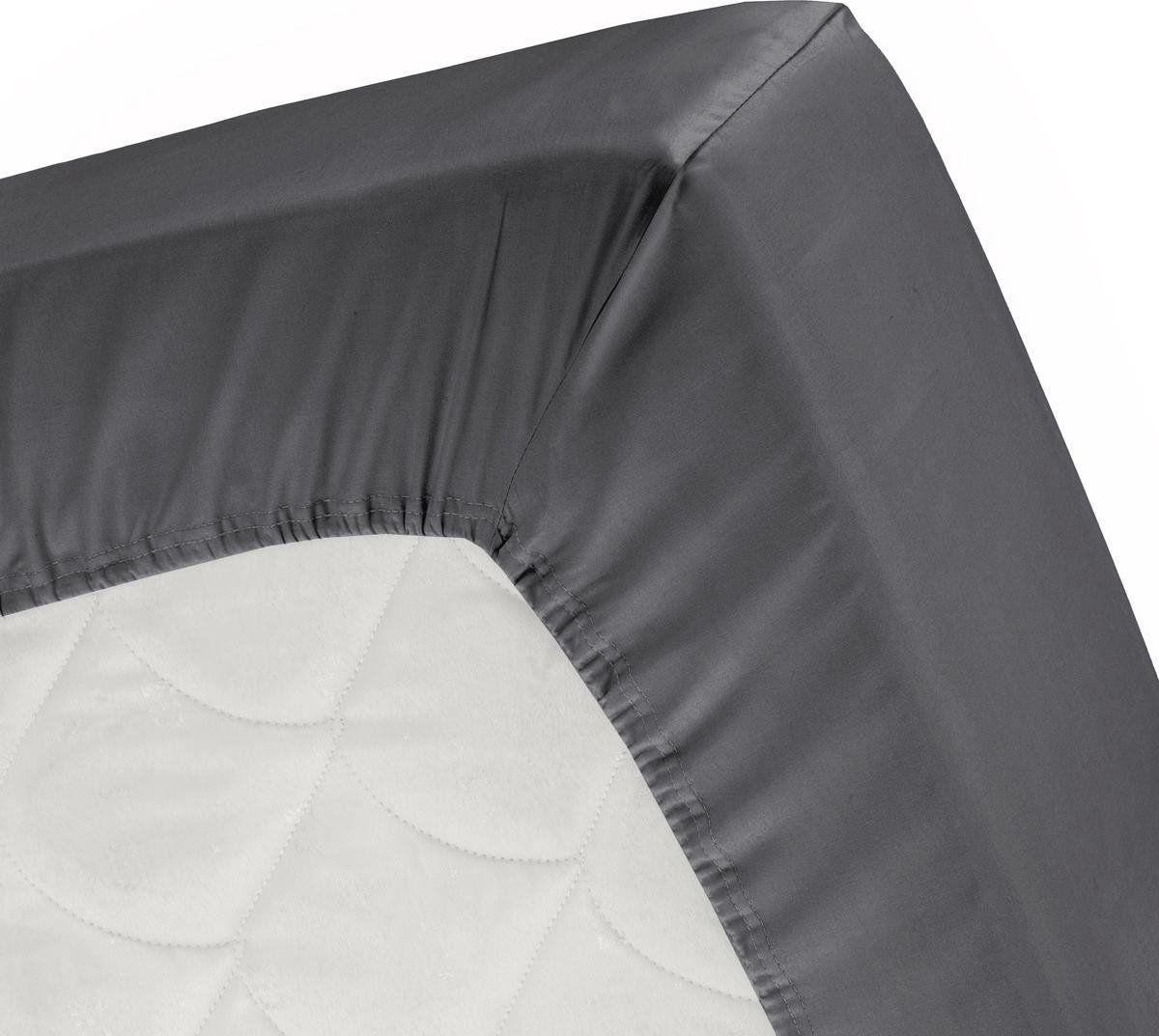 Cinderella Basic Percaline Katoen Hoeslaken - 100% Percaline Katoen - 2-persoons (120x200 Cm) - Anthracite - Grijs