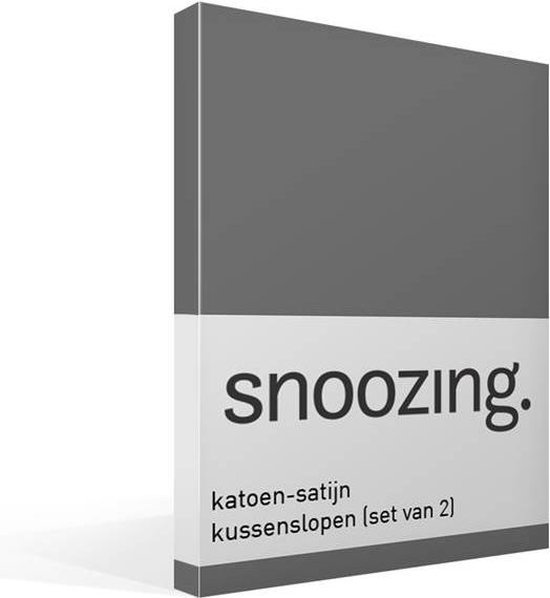 Snoozing Katoen-satijn Kussenslopen (Set Van 2) - 100% Katoen-satijn - 50x70 Cm - Antraciet - Grijs