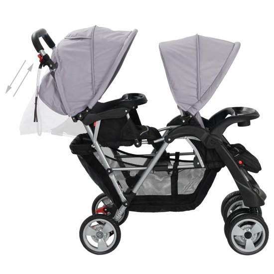 Vidaxl Kinderwagen Dubbel Staal En - Grijs