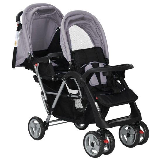 Vidaxl Kinderwagen Dubbel Staal En - Grijs