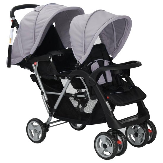 Vidaxl Kinderwagen Dubbel Staal En - Grijs